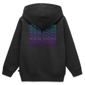 Courses de chevaux Rétro - Sweat Premium à capuche zippé enfant bio - noir - Dos - AI Model Kid Male (0cm)