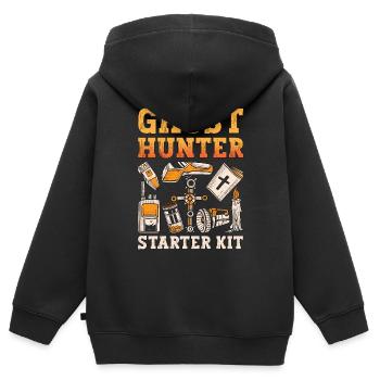 Ghost Hunter Ghost Hunt Paranormal Cadeau fantôme - Sweat Premium à capuche zippé enfant bio - noir - Dos - AI Model Kid Male (0cm)