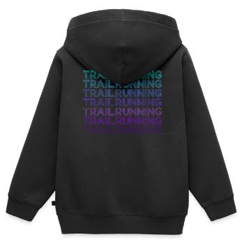 Trail Running Runner Running Trail Rétro - Sweat Premium à capuche zippé enfant bio - noir - Dos - AI Model Kid Male (0cm)