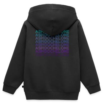 Aspidochelon Folklore Médiéval Rétro - Sweat Premium à capuche zippé enfant bio - noir - Dos - AI Model Kid Male (0cm)
