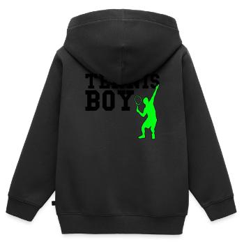 Tennis boy - Kinder Premium Organic Zip Hoodie - Schwarz - Hinten - AI Model Kid Male (0cm)