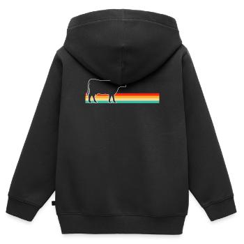 Bœuf de vache Retro - Sweat Premium à capuche zippé enfant bio - noir - Dos - AI Model Kid Male (0cm)