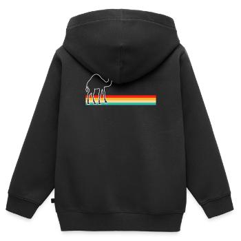 Dromadaire rétro - Sweat Premium à capuche zippé enfant bio - noir - Dos - AI Model Kid Male (0cm)