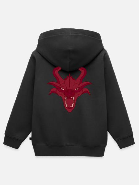 Red Dragon Head - Kids Premium Organic Zip-up Hoodie - black