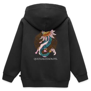 Quetzalcoatl Axolotl Uralte aztekische Schlange Ma - Kinder Premium Organic Zip Hoodie - Schwarz - Hinten - AI Model Kid Male (0cm)