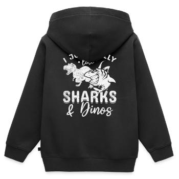 Great White Shark Fish Ich mag Haie & Dinos - Kinder Premium Organic Zip Hoodie - Schwarz - Hinten - AI Model Kid Male (0cm)