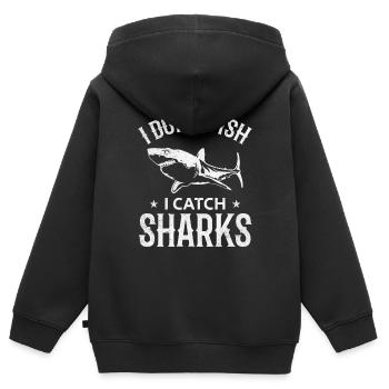Great White Shark Fishing Ich fische nicht Ich - Kinder Premium Organic Zip Hoodie - Schwarz - Hinten - AI Model Kid Male (0cm)