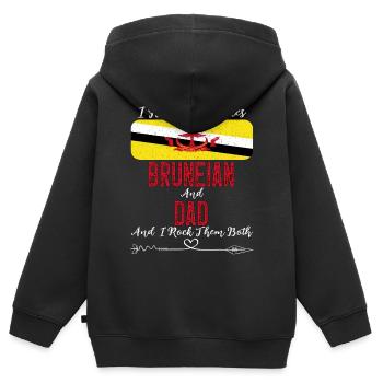 Drapeau brunéien du père Brunei pour la fête des pères - Sweat Premium à capuche zippé enfant bio - noir - Dos - AI Model Kid Male (0cm)