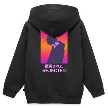 Sad Anime Boy Vaporwave Esthétique rejetée - Sweat Premium à capuche zippé enfant bio - noir - Dos - AI Model Kid Male (0cm)