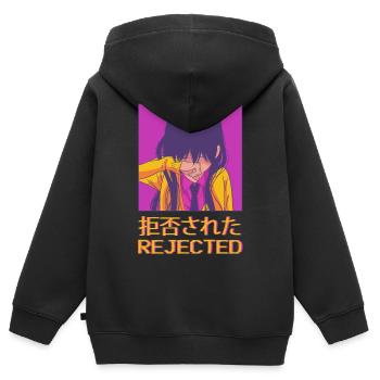 Sad Anime Girl Vaporwave Aesthetic Slimmed Down - Kids Premium Organic Zip-up Hoodie - black - Back - AI Model Kid Male (0cm)