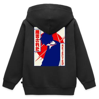 Emo Anime Young Vaporwave Esthétiquement Rejeté Ges - Sweat Premium à capuche zippé enfant bio - noir - Dos - AI Model Kid Male (0cm)