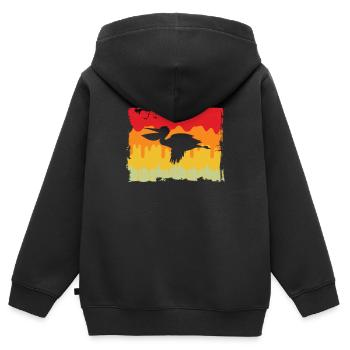 Pelikan Rétro - Sweat Premium à capuche zippé enfant bio - noir - Dos - AI Model Kid Male (0cm)