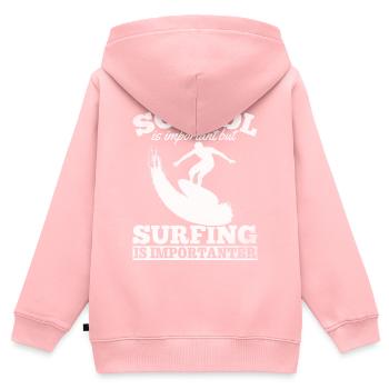School is important but surfing is important - Kids Premium Organic Zip-up Hoodie - rose - Back - AI Model Kid Female (0cm)