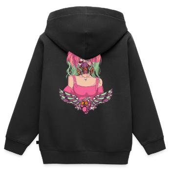 Cyborg Anime Girl Cyber Punk Cyber Esthétique - Sweat Premium à capuche zippé enfant bio - noir - Dos - AI Model Kid Male (0cm)