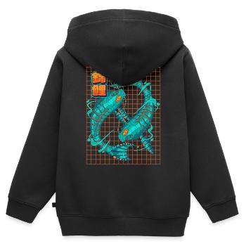 Cyborg Koi Fish Cyber Punk Cyber Esthétique Ges - Sweat Premium à capuche zippé enfant bio - noir - Dos - AI Model Kid Male (0cm)