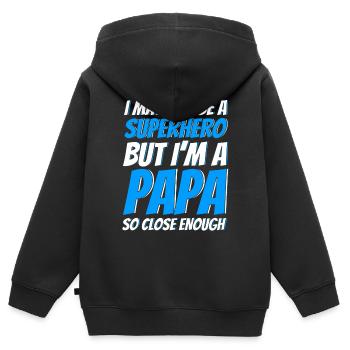 Superheld Vater Vati Papa - Kinder Premium Organic Zip Hoodie - Schwarz - Hinten - AI Model Kid Male (0cm)