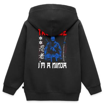 Ninja Cadeau Karaté Ninjutsu Judo Samouraï Japon - Sweat Premium à capuche zippé enfant bio - noir - Dos - AI Model Kid Male (0cm)
