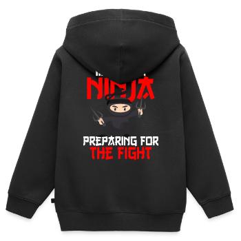 Ninja Ninjutsu Judo Katana Enfants Shuriken Guerrier - Sweat Premium à capuche zippé enfant bio - noir - Dos - AI Model Kid Male (0cm)