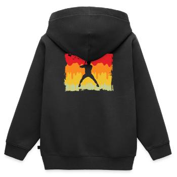 Baseball Rétro - Sweat Premium à capuche zippé enfant bio - noir - Dos - AI Model Kid Male (0cm)