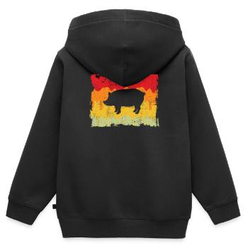 Schwein Retro - Kinder Premium Organic Zip Hoodie - Schwarz - Hinten - AI Model Kid Male (0cm)