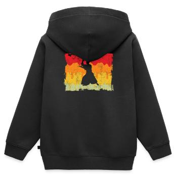 Aikido Retro - Kinder Premium Organic Zip Hoodie - Schwarz - Hinten - AI Model Kid Male (0cm)