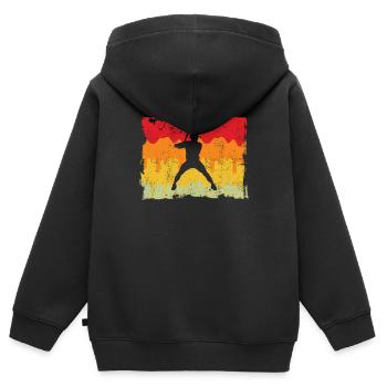 Baseball Rétro - Sweat Premium à capuche zippé enfant bio - noir - Dos - AI Model Kid Male (0cm)
