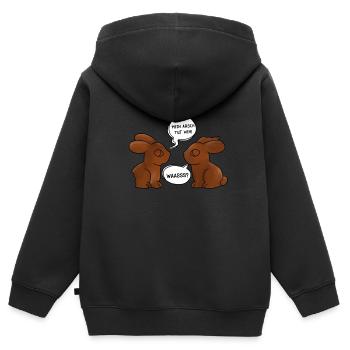 Schokolade - Kinder Premium Organic Zip Hoodie - Schwarz - Hinten - AI Model Kid Male (0cm)
