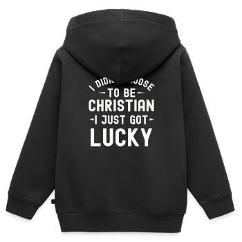 Christen Religion Evangelisch Bibel Jesus Kirche - Kinder Premium Organic Zip Hoodie - Schwarz - Hinten - AI Model Kid Male (0cm)