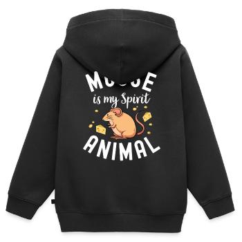Souris Souris Cadeau Rat Rongeur Souris Souris Lousemaus - Sweat Premium à capuche zippé enfant bio - noir - Dos - AI Model Kid Male (0cm)