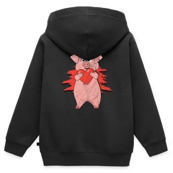 Schwein Geschenk Schweinchen Kinder Ferkel Sau Pig - Kinder Premium Organic Zip Hoodie - Schwarz - Hinten - AI Model Kid Male (0cm)