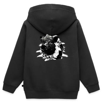 Schwein Tshirt Kinder Frauen Ferkel Pig Ferkelchen - Kinder Premium Organic Zip Hoodie - Schwarz - Hinten - AI Model Kid Male (0cm)