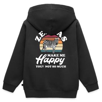 Zebra Tshirt in Afrika Pferd Safari - Kinder Premium Organic Zip Hoodie - Schwarz - Hinten - AI Model Kid Male (0cm)