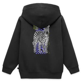 Zebra Gift Noir et Blanc Safari Savannah Steppe - Sweat Premium à capuche zippé enfant bio - noir - Dos - AI Model Kid Male (0cm)