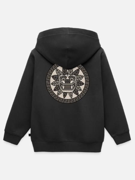 Quetzalcóatl Aztecas Serpiente Emplumada Maya Inca - Sudadera Premium con capucha y cremallera infantil orgánica - negro