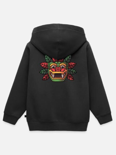 Quetzalcóatl Aztecas Serpiente Emplumada Maya Inca - Sudadera Premium con capucha y cremallera infantil orgánica - negro
