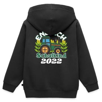 Endlich Schulkind 2022, Schulanfang mit Traktor - Kinder Premium Organic Zip Hoodie - Schwarz - Hinten - AI Model Kid Male (0cm)