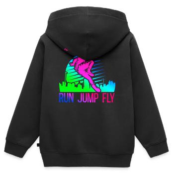 Parkour Free Running Traceur 80S - Kinder Premium Organic Zip Hoodie - Schwarz - Hinten - AI Model Kid Male (0cm)