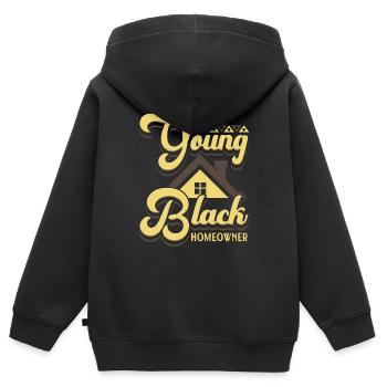 Young Black Homeowner Hausbesitzer Hausbau Bauherr - Kinder Premium Organic Zip Hoodie - Schwarz - Hinten - AI Model Kid Male (0cm)