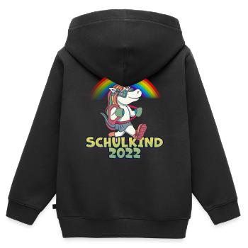 Einschulung 2022 Schulanfang Geschenk für Schule - Kinder Premium Organic Zip Hoodie - Schwarz - Hinten - AI Model Kid Male (0cm)