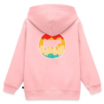 Bœuf de vache Retro - Sweat Premium à capuche zippé enfant bio - rose - Dos - AI Model Kid Female (0cm)