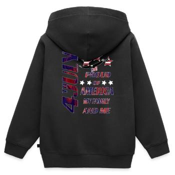 4 juillet. Jour de l’indépendance. Seulement ici. - Sweat Premium à capuche zippé enfant bio - noir - Dos - AI Model Kid Male (0cm)