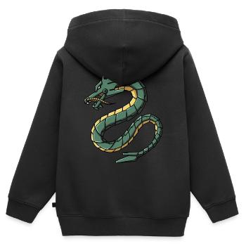 Cyborg Dragon Japonais Cyber Punk Cyber Esthétique - Sweat Premium à capuche zippé enfant bio - noir - Dos - AI Model Kid Male (0cm)