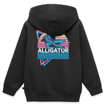 Alligator Krokodil Gator Retro Geschenk - Kinder Premium Organic Zip Hoodie - Schwarz - Hinten - AI Model Kid Male (0cm)