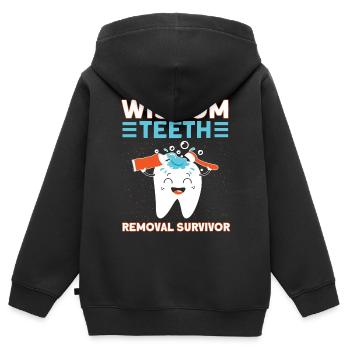 Weisheitszähne Weisheitszahn Patient Zahnarzt - Kinder Premium Organic Zip Hoodie - Schwarz - Hinten - AI Model Kid Male (0cm)