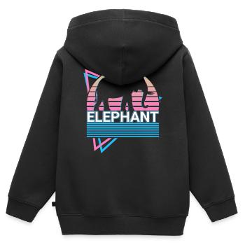 Elefant Retro Geschenk - Kinder Premium Organic Zip Hoodie - Schwarz - Hinten - AI Model Kid Male (0cm)