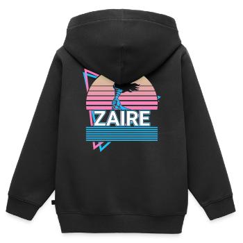 Zaire Kongo Kongolese Retro Geschenk - Kinder Premium Organic Zip Hoodie - Schwarz - Hinten - AI Model Kid Male (0cm)