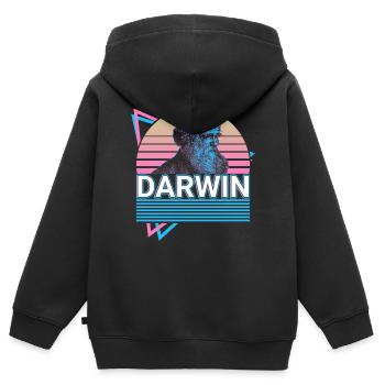 Charles Darwin Evolutionstheorie Retro Geschenk - Kinder Premium Organic Zip Hoodie - Schwarz - Hinten - AI Model Kid Male (0cm)