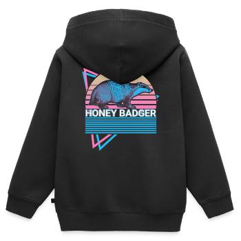Honigdachs Retro-Geschenk - Kinder Premium Organic Zip Hoodie - Schwarz - Hinten - AI Model Kid Male (0cm)