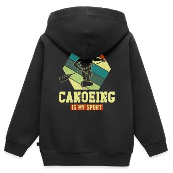 Canoë Canoë De Course Canoë - Sweat Premium à capuche zippé enfant bio - noir - Dos - AI Model Kid Male (0cm)