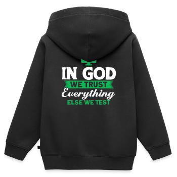 QA Ingenieur QA Tester Software Tester - Kinder Premium Organic Zip Hoodie - Schwarz - Hinten - AI Model Kid Male (0cm)